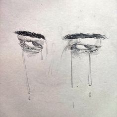 two drawings of eyes with tears coming out of the upper part of each eye