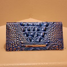 Brahmin Wallet In Excellent Condition,Not Sure If It Was Worn At All. Price. Firm ! Offers Won’t Be Considered At This Time ! 094dp108810196s Brahmin Bags, Blue Gold, Wallets, Color Blue, Bag Lady, Wallet, Women Shopping, Gold, Blue