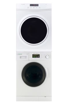 a white washer and dryer stacked on top of each other