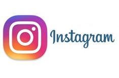 an instagram logo with the word instagram in blue and pink on top of it