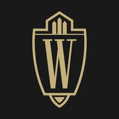 the w logo on a black background, with gold letters and an arrow in the center