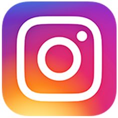 the instagram logo is shown in purple and pink colors, with an instagram icon above it