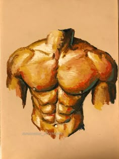 a painting of a man's back with no shirt on, showing his muscles