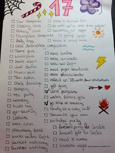 a handwritten checklist with lots of things to do on it, including candy canes