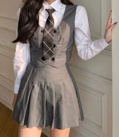 Outfit Korean Style, School Uniform Fashion, School Uniform Outfits, Preformance Outfits, Woman Suit Fashion, Uniform Fashion, Kpop Fashion Outfits, Teenage Fashion Outfits, Kpop Outfits