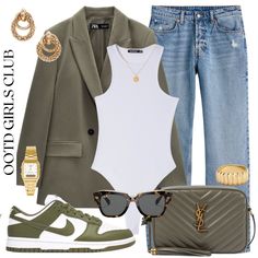 Olive Blazer Outfit, Olive Blazer, Must Have Accessories, Stile Casual Chic, Zara Outfit, Feb 2, Girls Club