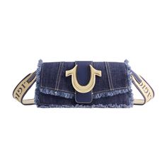 Keep your personal items conveniently accessible while exuding eye-catching style with the True Religion bag. This is an officially licensed True Religion product, ensuring that you are receiving genuine and authentic merchandise.-This True Religion bag is officially licensed. You are ensured to receive genuine and authentic merchandise.-Adjustable removable shoulder strap drop 17'-27'-Gold Hardware-Magnetic snap closure-True Religion Signature Horse shoe polyester lining-Interior backwall zip pocket-Material 50% polyester 50%Cotton-Dimension - 10H X 5W X 2.5D Side Purses, Horseshoe Logo, Denim Crossbody, Crossover Bags, Pink Crossbody Bag, Frayed Denim, Horse Shoe, Mini Purse, Free Bag