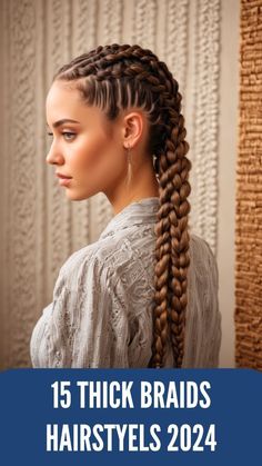 Sporty Braids, Thick Hair Braids, Easy Braids For Long Hair, Braid Hair Style, Thick Braids, Easy Braided Updo, Braided Updos, Hair Styels, Dutch Braid Hairstyles