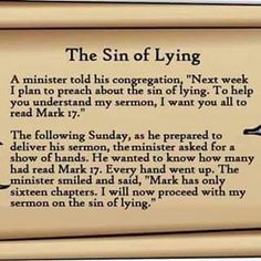 the sin of lying text on parchment paper