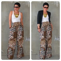 Bad Diy, Mimi G Style, Diy Pants, Big Pants, Wide Legged Pants, Mimi G, Fitted Pants, Basic Fashion, Ankara Style