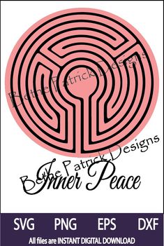 a pink and black circular maze with the words,'artful peace '