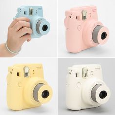 four different colored cameras are shown with one being a camera and the other is a digital camera