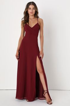 Event Ready Burgundy Backless Lace-Up Maxi Dress Mermaid Maroon Dress, Long Red Bridesmaid Dress, Airy Burgundy Gown, Rust Red Prom Dress, Maroon Dress Mini, Burgandy Maxi Dress, Red Maxi Dresses Formal, Formal Floor Length Dress, Dark Red Wedding Guest Dress