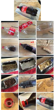 the steps to make an ice cream cake with coca cola and chocolate frosting on top