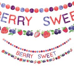 the berry sweet banner is made up of watercolors