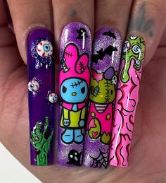 Neon Acrylic Nails, Nails Yellow, September Nails, Pumpkin Nails, October Nails, Hello Kitty Nails, Long Acrylic Nails Coffin, Disney Nails