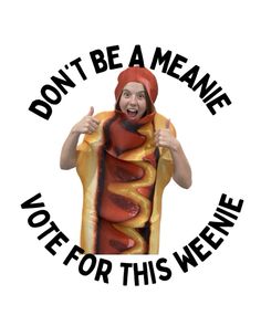 a person in a costume holding a hot dog