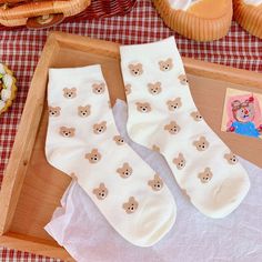 Vanessa's Kawaii Bear Cartoon Women's Socks - Japanese & Korean Style Cute Soft White Socks, Playful Soft White Socks, Soft Casual Socks For Gift, Casual Soft Socks Gift Set, Casual Soft Socks For Gifts, Playful White Winter Socks, Playful White Socks, Lunar New Year Gift, Dance Socks