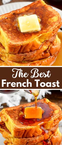 the best french toast recipe is made with butter, syrup, and jelly it's so easy to make