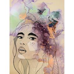 a woman's face is surrounded by flowers and butterflies on a beige background canvas print