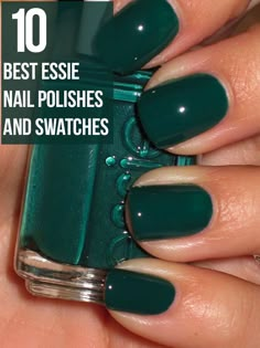 Best Essie Nail Polishes And Swatches – Our Top 10 Best Dark Green Nail Polish, Essie Green Nail Polish Shades, Dark Green Nail Polish Colors, Essie Dark Green Nail Polish, Eagles Green Nails, Essie Green Nail Polish, Green Nail Polish Colors, Deep Green Nail Polish, Cool Nail Polish