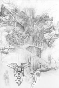 this is a drawing of an abstract landscape