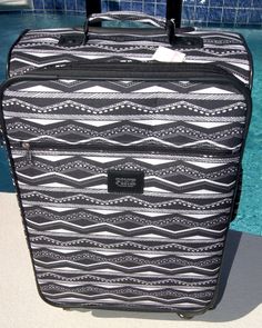 Victoria's Secret PINK Suitcase Black/White Aztec NWT #VictoriasSecret Pink Suitcase, Suit Pin, Luggage Shop, Fashion Goals, Pink Suit, Punta Cana, Travel Luggage