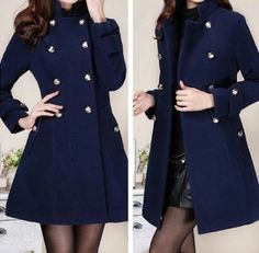 Striking deep blue peacoat, essential to every woman #royal #blue #peacoat #classy Blue Peacoat Outfit, Peacoat Womens Outfit, Peacoat Outfit, Coat Ideas, Chic Closet, Famous Outfits, Coat Women Fashion, Everyday Elegance, Blue Coat