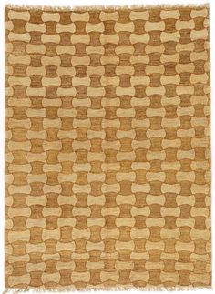 a brown and beige rug with wavy shapes