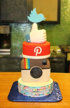 a cake made to look like a polaroid camera