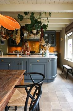 the kitchen is clean and ready to be used as a dining room or family room