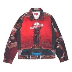 Supreme FW17 x Scarface the world is yours denim Jacket 'Red Black' SUP-SS18-680 (Unisex/Crossover/Gift Recommend) Designer Red Outerwear For Streetwear, Supreme Jacket, Supreme Menswear, Supreme Cardigan, Supreme Denim Jacket, Red And Black Jacket, Black American, Hip Hop Fashion, Red Jacket