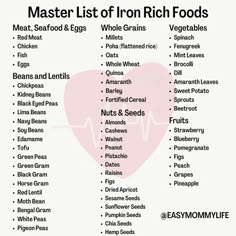 Low Iron Meal Plan, Iron Containing Foods, Iron And Zinc Rich Foods, What Helps With Low Iron, Recipes High In Iron And Vitamin C, Iron And Magnesium Rich Foods, Food With High Iron, Meals With Iron Recipes, Hi Iron Foods