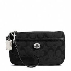 This Cute New Wristlet Features A Black Color With The Signature C Logo. There’s A Front Turn-Lock Pocket And A Zip Top Closure With A Genuine Leather Wrist Strap That Detaches On One End. The Lining Is A Dark Gray With An Inside Slip Slot. It Has Silver Hardware With A White Leather Logo Hang Tag. F49175 Brand- Coach Size- 7.5”X 4.5” Condition- Nwt Color- Black All Measurements Are Approximates And Are Taken Laying Flat. Length- 7.5” Height- 4.5” All Prices Are Negotiable! Send Me An Offer Add Coach Parker, Coach Clutch, Pink Wristlet, Branding Coach, Black Wristlet, Favorite Handbags, C Logo, Wristlet Clutch, Wristlet Wallet