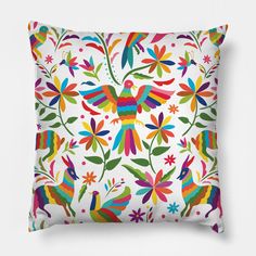 Otomi Floral embroidery representation from Hidalgo, México. -- Choose from our vast selection of throw pillows to match with your desired size to make the perfect custom pillow. Pick your favorite: Movies, TV Shows, Art, and so much more! Available in extra small, small, medium, large. For beds, couches/sofas, love seats, and chairs. Perfect for decoration. Mexican Folk Art Painting, Design Pillow, Folk Art Painting, Mexican Folk Art, Custom Pillow, Floral Embroidery, Custom Pillows, Sofa Couch, Love Seat