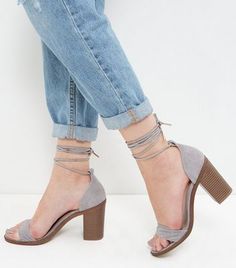 Lace Up Block Heel, Shoe Gallery, Block Heel Sandals, Shoes Heels Wedges, Heels & Wedges, Leather Lace, Block Heels Sandal, Grey Leather, Heel Sandals