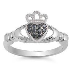 CHOOSE YOUR COLOR Claddagh Heart Black Cubic Zirconia Friendship Ring .925 Sterling Silver Band Female Size 6 All our silver jewelry is crafted from .925 silver also commonly referred to as sterling silver. Sterling silver is the standard for beautiful high-quality silver jewelry and can not be replicated by lower priced silver plated jewelry. It is 92.5% pure silver, mixed with alloys to add strength and durability to stand the test of time. We promise superior service which includes fast shipp Claddagh Engagement Ring, Gold Claddagh Ring, Silver Claddagh Ring, March Birthstone Ring, Friendship Ring, September Birthstone Rings, Claddagh Ring, Friendship Rings, Claddagh Rings