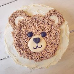 there is a cake that has been made to look like a bear's head