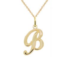 A personalized initial pendant with the letter "B" with a cursive-style design in the color of your choice. This handcrafted piece can be a unique addition to your own personal collection , and is also a suitable gift for a large range of occasions. The initial necklace is a perfect personalized gift for a special someone! This cursive ‘b’ initial pendant is made in 10k and 14k Yellow Gold, White Gold, and Rose Gold options. Choose any letter from A-Z! It can be your first or last initial, or pe Monogram Initial Pendant Name Necklace, Initial Pendant Name Necklace, Classic Initial Necklace As Personalized Gift, Personalized Initial Pendant Necklace, Classic Pendant Initial Necklace As Personalized Gift, Classic Pendant Initial Necklace For Personalized Gift, Classic Pendant Initial Necklace, Custom Initial Pendant Necklace As Personalized Gift, Custom Initial Pendant Necklace For Personalized Gift