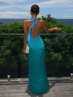 Elegant Color, Sleeveless Long Dress, Halter Maxi, Maxi Robes, Fashion Lady, Halter Maxi Dresses, Mermaid Fashion, Women Long Dresses, Maxi Dress Blue