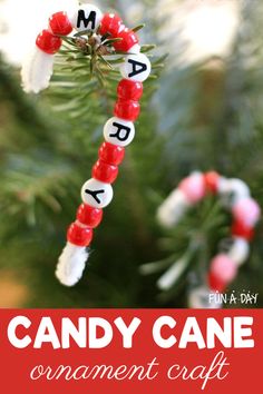 candy cane ornament craft for kids to make with the letter m and d