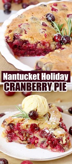 Nantucket Holiday Cranberry Pie – juicy cranberry filling with crunchy pecans and a flaky cake layer on top – in one word perfection! Serve warm with a scoop of vanilla ice cream or whipped topping and you’ll enjoy every Christmas bite of it. Thanksgiving Desserts Cranberry, Cranberry Pie Filling, Cranberry Pie Recipes, Cranberry Filling, Cranberry Christmas Cake, Cranberry Dessert, Cranberry Pie, Best Christmas Desserts, Christmas Pie