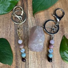 Self-Love Keychain - Soulfulvibesco Gemstone Keychain Diy, Peace And Positivity, Gemstone Keychain, Energy Vibes, Healing Crystals Meanings, Love Keychain, Crystal Keychain, Crystals Beads, High Vibrational