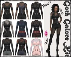 several different types of women's bodysuits with long sleeves and high waist