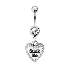 Add a playful twist to your body jewelry collection with our Surgical Steel Dangle Belly Button Ring, featuring cheeky "Naughty Text" designs and sparkling CZ gems. Crafted from premium 316L surgical steel, this belly button ring ensures durability and resistance to tarnish, making it a perfect choice for daily wear. The clear cubic zirconia gems add a touch of glamour, catching the light with every movement. Available in silver and gold, this 14-gauge (1.6mm) ring is both stylish and secure, wi Lip Piercing Ring, Body Jewerly, Cute Belly Rings, Belly Piercings, Belly Button Piercing Jewelry, Belly Piercing Jewelry, Piercing Kit, Button Piercing, Belly Button Jewelry