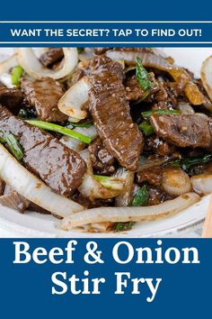 Quick & tasty Beef and Onion Stir Fry! Perfect for weeknight dinners. Chinese Beef Recipes, Blade Steak, Chinese Beef, Recipes Chinese, Steak And Onions, Stir Fry Ingredients, Homemade Chinese Food, Sirloin Steak, Chinese Cooking Recipes