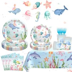 under the sea party tableware set