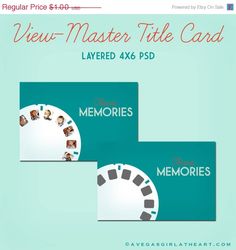 two blue and white business cards with the text view master title card layered 4x6 psd