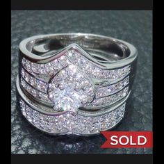 Absolutely Beautiful, Pictures Do Not Do This Ring Justice! Brand New Gorgeous! Bridal Ring Sets, Lab Created Diamonds, Bridal Sets, Diamond Wedding, Womens Jewelry Rings, Wedding Bridal, Stone Color, Ring Sets, Silver Color