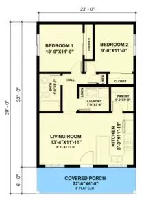 the floor plan for a two bedroom house